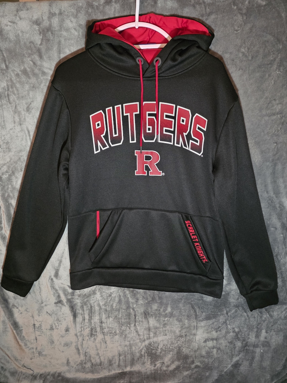 Colosseum Black and Red Rutgers Pullover Hoodie